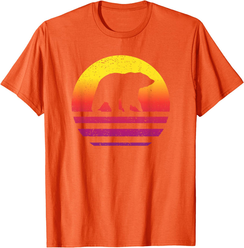 Bear Accessories & Clothing Gifts Women Men Kids Bear Retro Style Vintage T-Shirt - Orange
