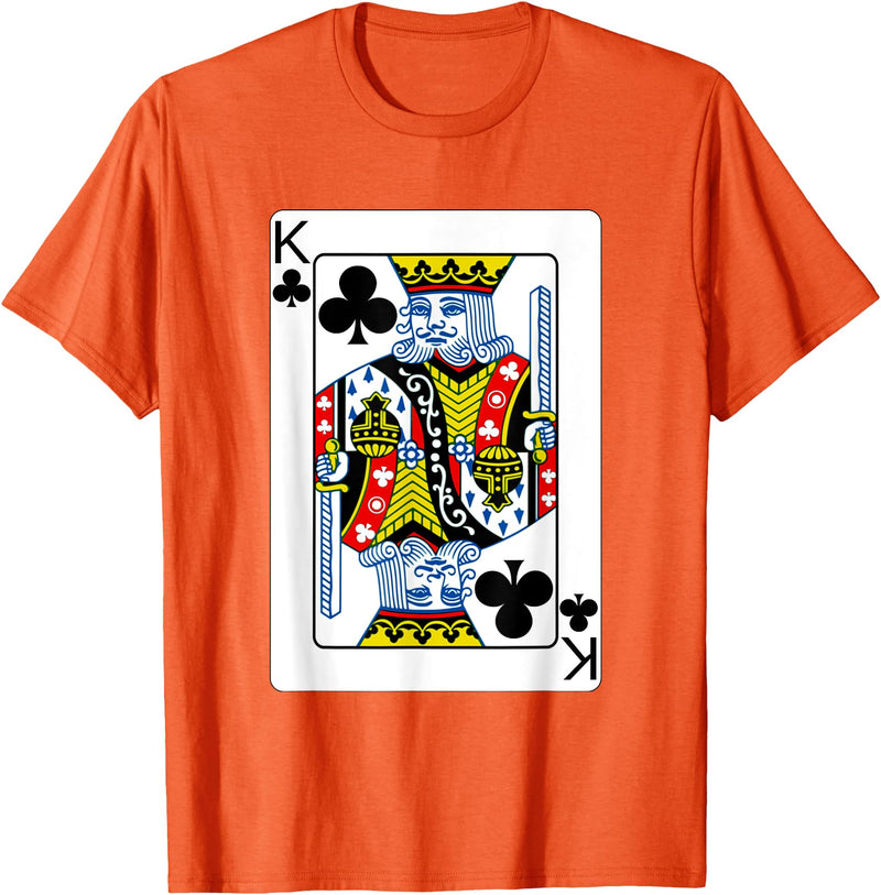 Card Deck Costume Shirt Co King of Clubs Playing Card T-Shirt Poker Player Costume T-Shirt - Orange