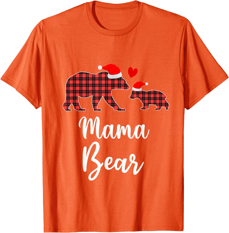 Cute Xmas Gifts Tartan Bear Cub Matching Costumes Mama Bear Buffalo Red Plaid Christmas Pajama Family Outfits T-Shirt -