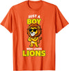 Lion King of the Jungle Safari Wildlife Zoo Gifts Cool Lion in Sunglasses Just A Boy Who Loves Lions T-Shirt - Orange