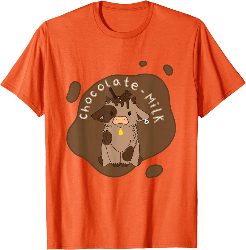 Cute Kawaii Merch Kawaii Chocolate Milk Cow T-Shirt - Orange