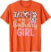 Cow Birthday Shirt For Family Men Women Cow Lover Sister Of The Birthday Girl Farm Cow 1 St Birthday Girl T-Shirt - Orange