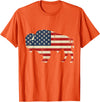 Bison American Buffalo Patriotic Heritage Lr Vintage Buffalo American Flag USA Bison Lover Wildlife T-Shirt - Orange