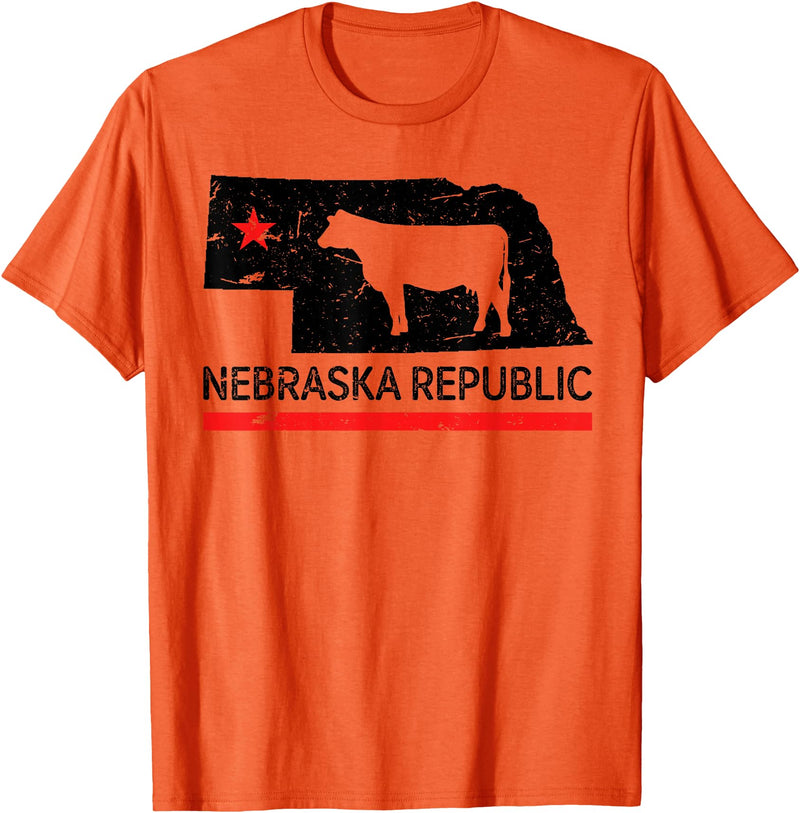 Treding T-Shirt Nebraska Republic T-Shirt Funny dairy Cow T-Shirt - Orange
