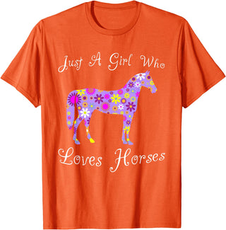 Cartba Horse Co. Fun Cute Just A Girl Who Loves Horses T-Shirt - Orange