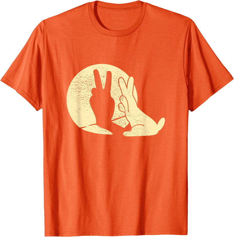 Rabbit Shadow Peace Sign T-Shirt in Orange