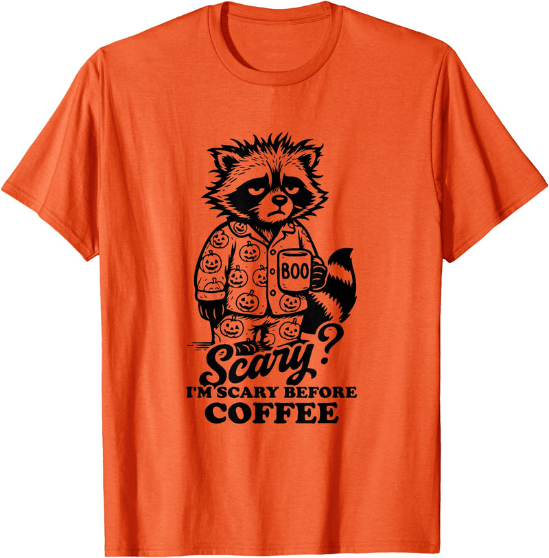 I'm scary before coffee raccoon halloween apparel I'm Scary Before Coffee T-Shirt - Orange