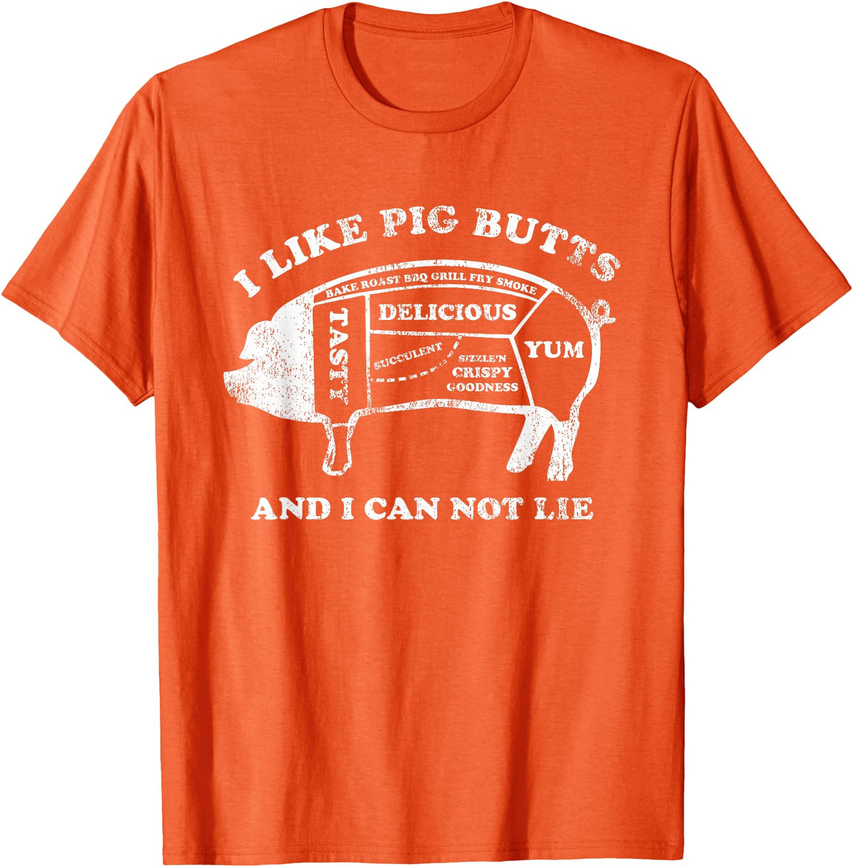 Pink Ink Art Funny I Like Pig Butts And I Can Not Lie T-Shirt T-Shirt - Orange