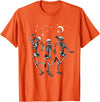 Skeleton Dancing Under The Moon Funny Happy Halloween T-Shirt - Orange
