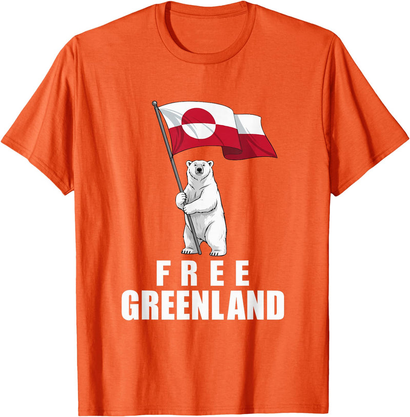 Free Greenland Shirts For Men Women Free Greenland Bear with Flag Greenlanders Kalaallit T-Shirt - Orange