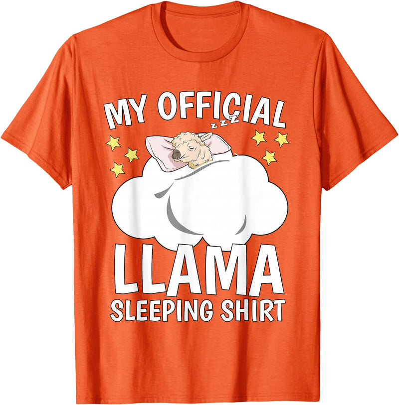Llama Sleeping Wear Kids, Women & Men Official Sleeping Shirt Sleep Shirt Pajama Naps PJ Llama T-Shirt - Orange