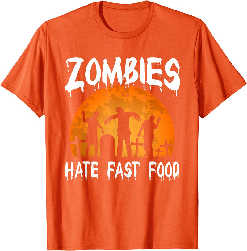 Halloween Runner Costume Gifts Zombies Hate Fast Food Party T-Shirt - Orange