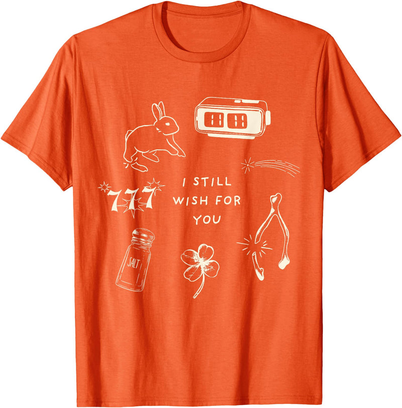 I Still Wish for You Lucky Rabbit 1111 Stars Clover Signs T-Shirt in Orange