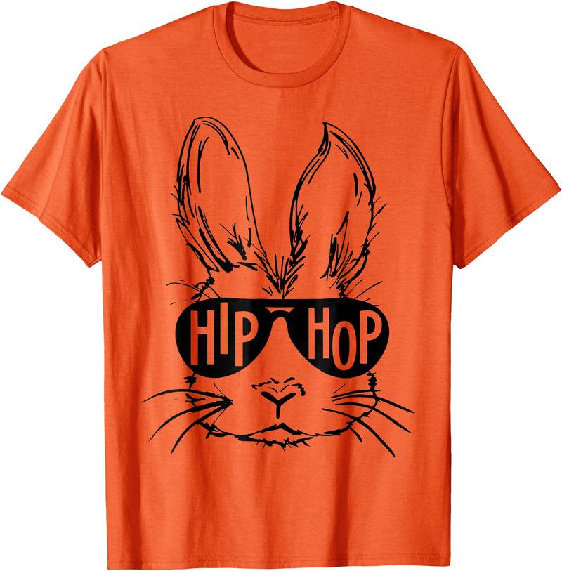 Hippity Rabbit Funny Hip Hop Bunny with Sunglasses Easter T-Shirt in Orange