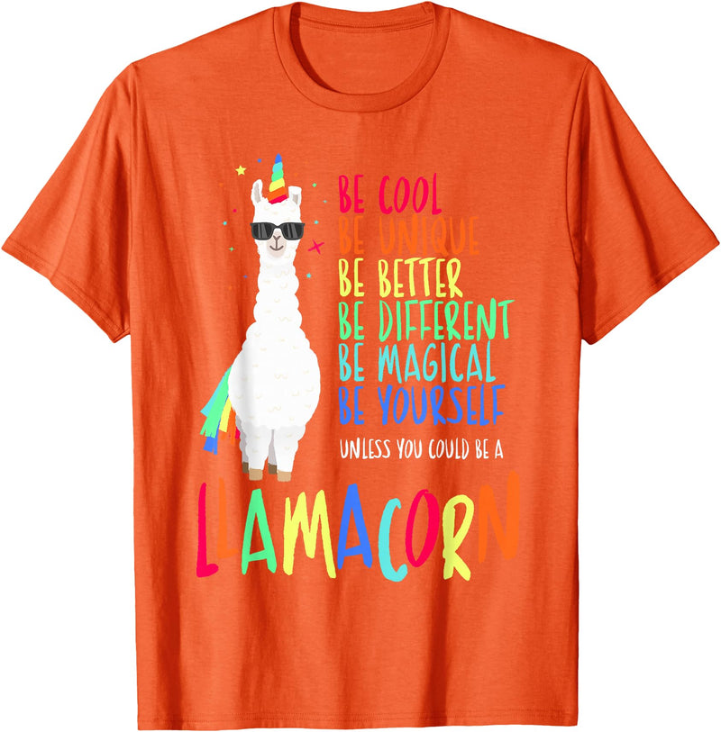 CuisineDuCool Funny Llamacorn - Funny Cute Llama Unicorn T-Shirt - Orange