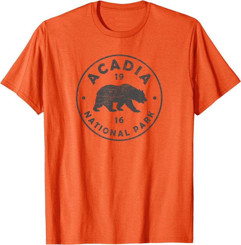 Vintage Acadia National Park Souvenir Shirts Vintage Acadia National Park Maine Bear Mens Womens Souvenir T-Shirt - Orange