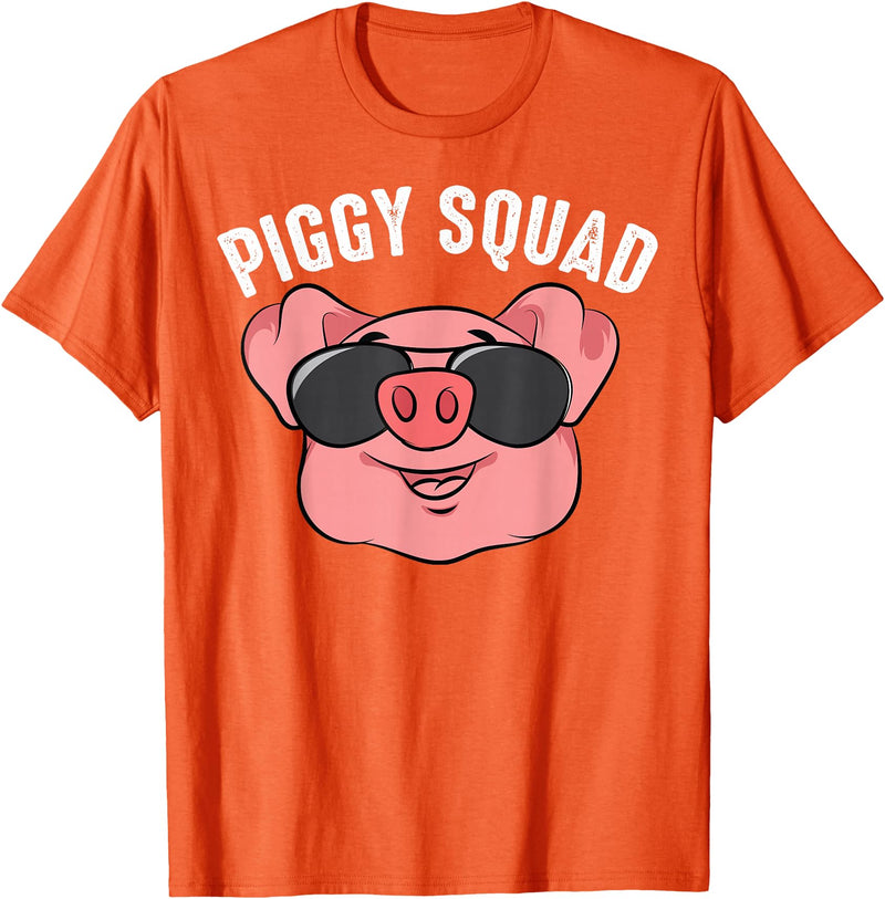 Cool Lucky Swine Fans Party Girl Boy Pork Team Art Piggy Squad | Cute Pig Farmer Animal Lovers Funny Farm Gift T-Shirt - Orange