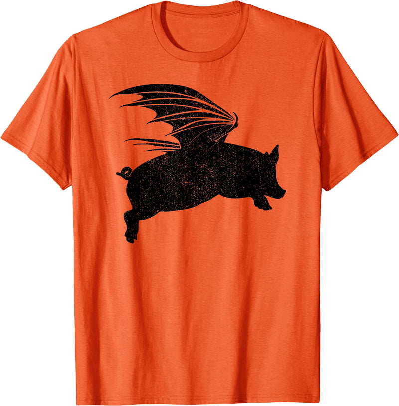 Flying Pig Shirt Pigs Will Fly Gift Idea Flying Pig T-Shirt Pigs Will Fly Gift T-Shirt - Orange