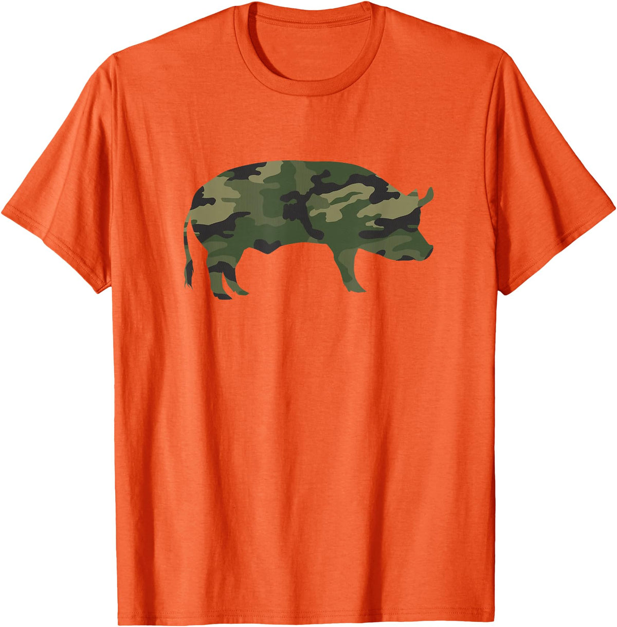 Pig Humor Co. Camo Pig Funny Camouflage Pattern Pig Army Military Colours T-Shirt - Orange