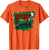 Hereford cow lover gift Hereford cow standing on the green grass T-Shirt - Orange