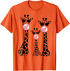 Bubble Safari Graphics Cute Giraffe Trio Blowing Bubble Gum with Sunglasses T-Shirt - Orange
