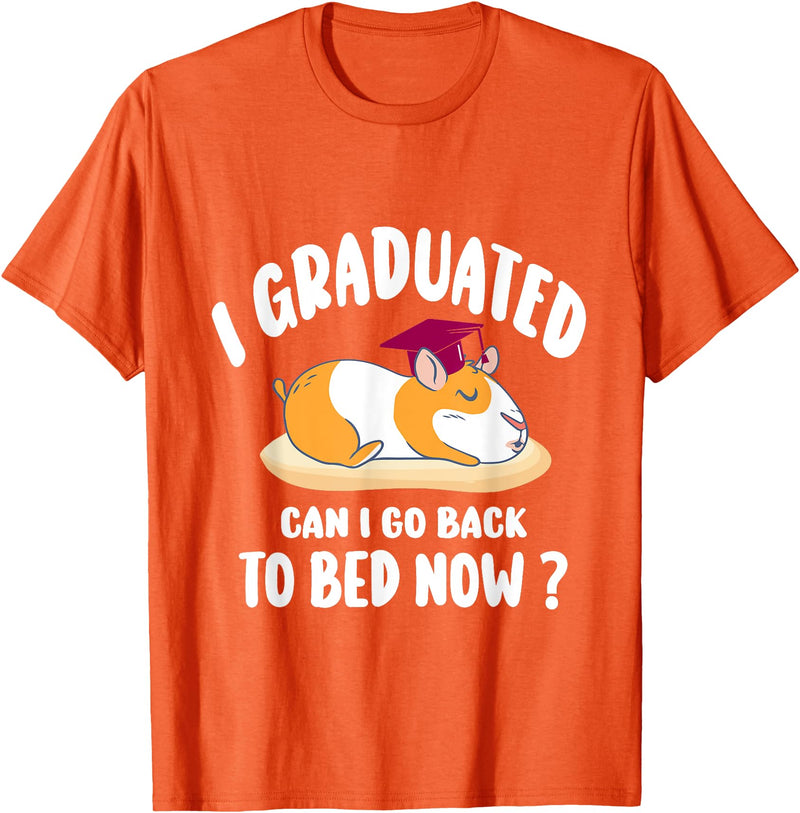 i graduated 2022 graduation -guinea pig Graduation i graduated can i go back to bed now - guinea pig Graduation T-Shirt - Orange