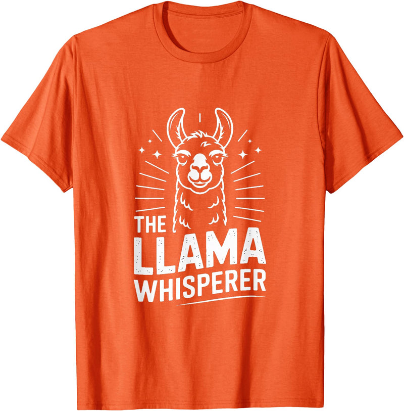 Llama Whisperer Funny Llama Lover Farm Humor The Llama Whisperer Funny Llama Lover Humor T-Shirt - Orange