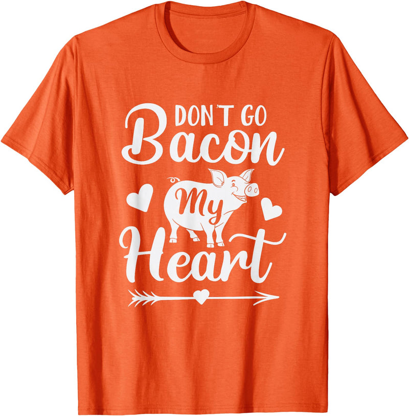 Pig Valentine Designs Don't Go Bacon My Heart Funny Valentine's Day Pig Lover T-Shirt - Orange