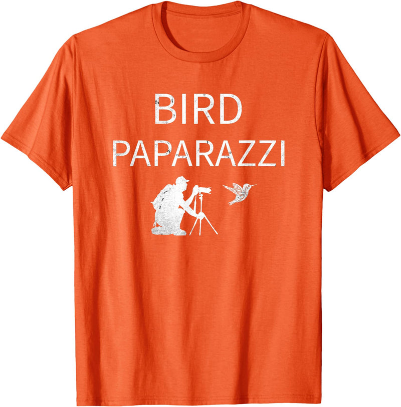 Birdwatching | Bird Photographer Gifts Unisex-Adults Black Short Sleeve T-Shirt Small Bird Photography T-Shirt - Orange