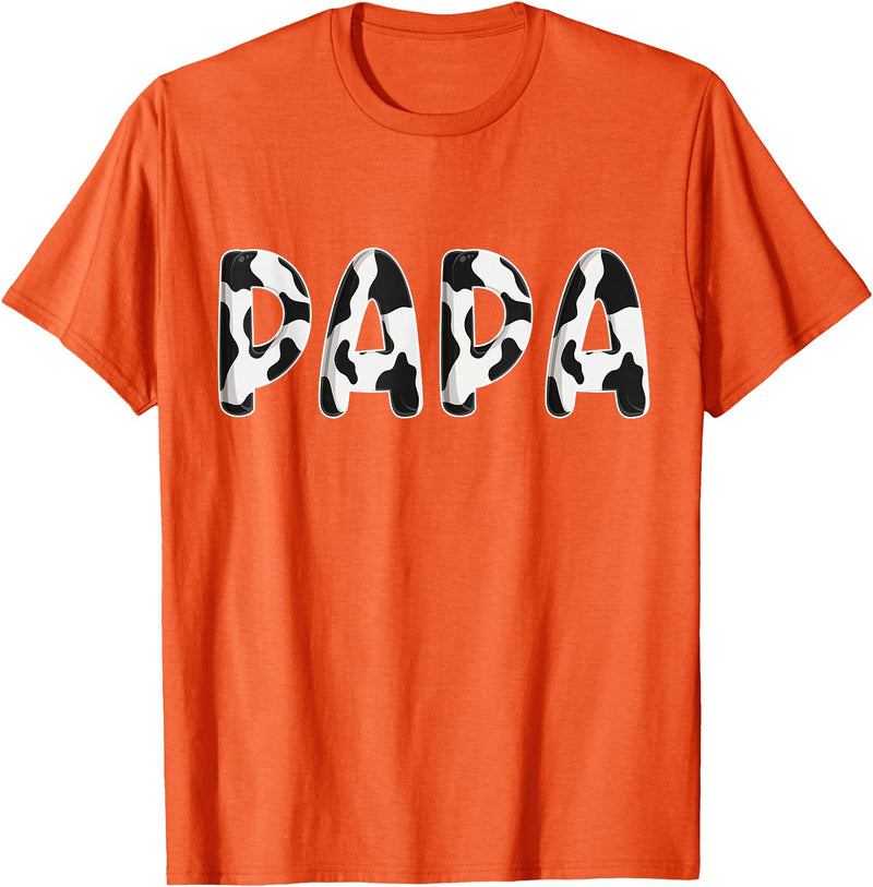 Cow Pattern Print Family Matching Birthday Shirts Cow Papa Birthday Family Matching Fathers Day Boy Girl Farm T-Shirt -