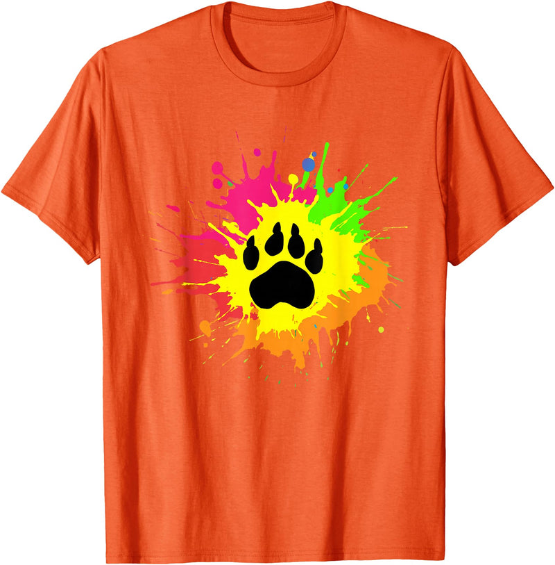 Furry Fandom Shirt by Crush Retro Furry Shirt Rainbow Bear Fursona Wolf Paw Print Gifts T-Shirt - Orange