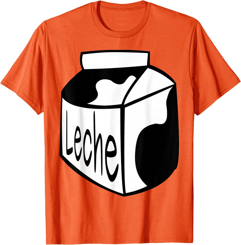 Clever Witty Milk Designs Leche Spanish Milk Carton Dairy Lover T-Shirt - Orange