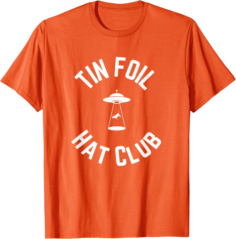 Tin Foil Hat Club with UFO Cow Abduction T-Shirt - Orange