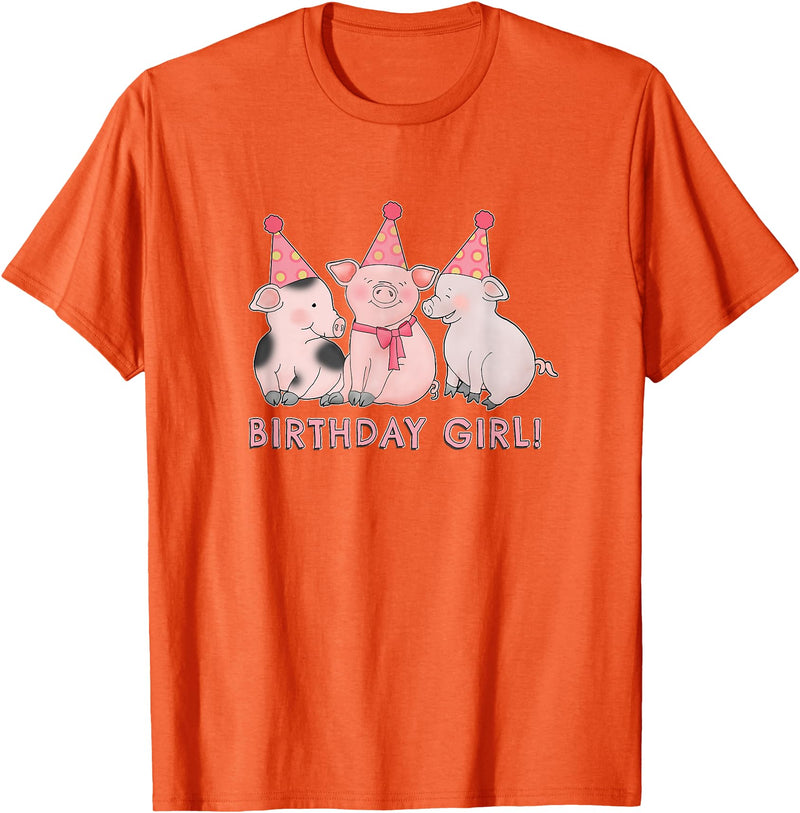 I Love Pigs Birthday Girl Happy Pig Lover T-Shirt - Orange