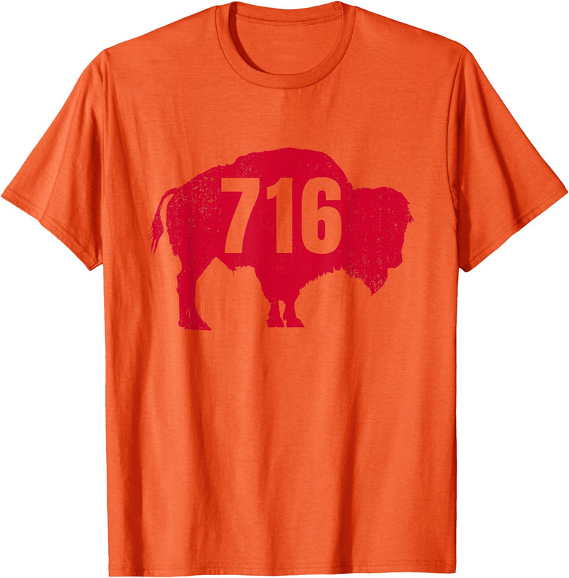 EmmaLoo Tees Buffalo New York BFLO B-Lo WNY Shirts 716 Area Code Buffalo New York BFLO WNY T-Shirt T-Shirt - Orange
