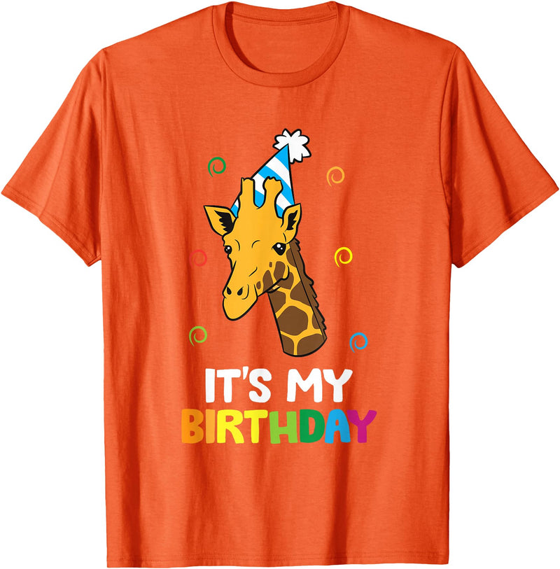 Giraffe Lover Gifts And Tees Giraffe Birthday It's My Birthday Funny Giraffe T-Shirt - Orange
