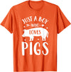 Shirtbooth: Animal Lovers Just a Boy Who Loves Pigs Farmer Gift For Pig Lover T-Shirt - Orange