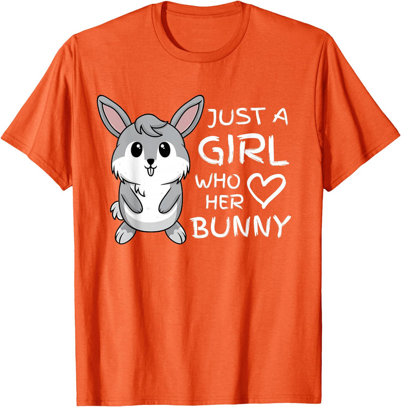 Just a Girl Who Loves Her Rabbit and Bunny Pet T-Shirt in Orange