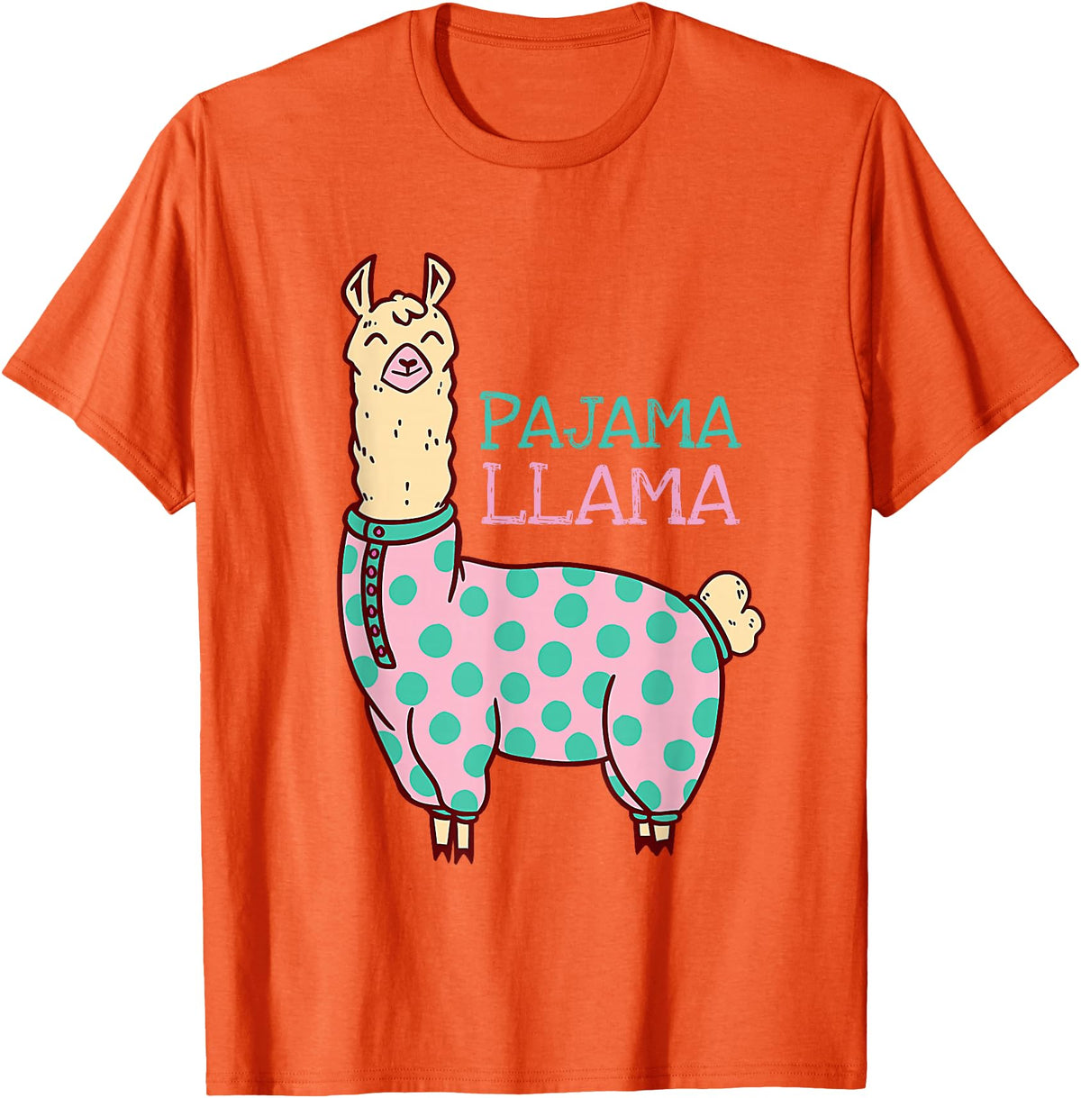 Cool Llama lovers Pyjama day Pajama Llama Cute Llama Pajama Alpaca Kids Women Girl T-Shirt - Orange