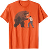 Outdoor lover funny outfits Bear Challenge - Funny Man Against Wild Bear Fighting T-Shirt - Orange