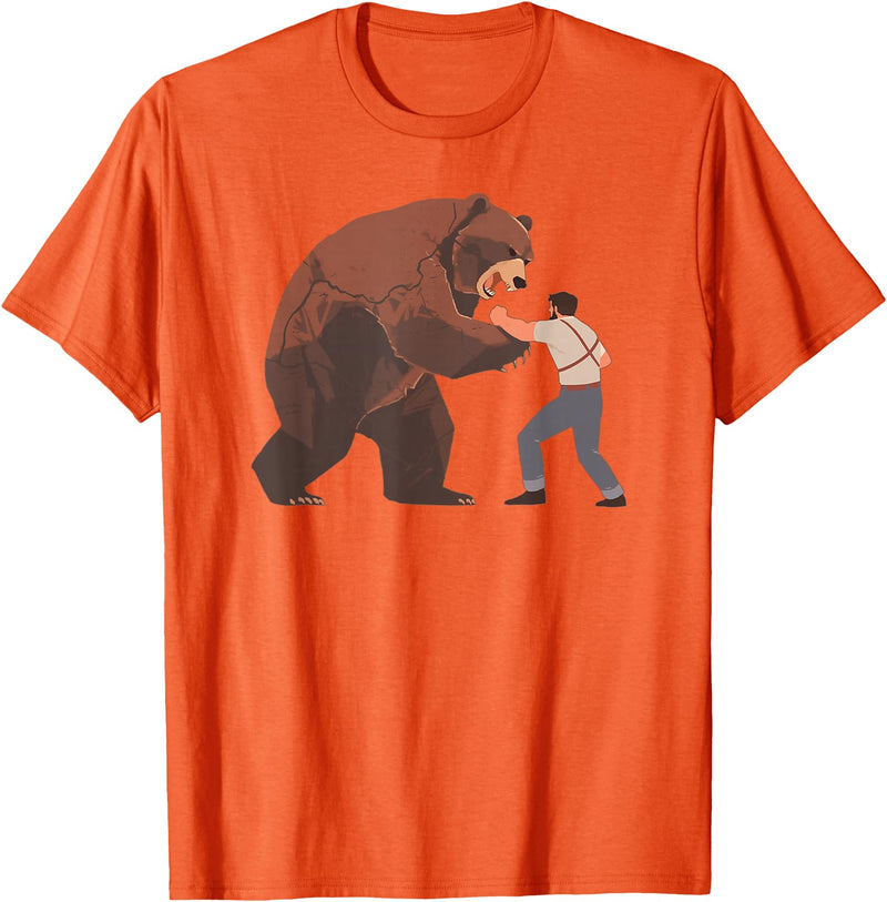Outdoor lover funny outfits Bear Challenge - Funny Man Against Wild Bear Fighting T-Shirt - Orange