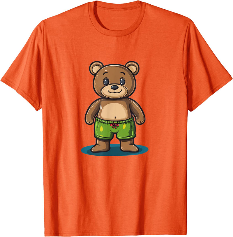 Teddy Bear swim trunks Cool Swim Trunks Teddy Bear Costume for Boys and Girls T-Shirt - Orange