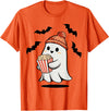 Ghost Pop Corn Halloween Funny Ghost Eating Pop Corn Lovers Spooky Halloween T-Shirt - Orange