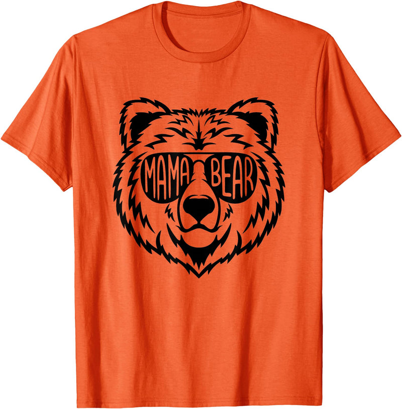 Funny Mothers Mama Bear Face Mama Bear Face Sunglasses Mother Mom Mommy T-Shirt - Orange