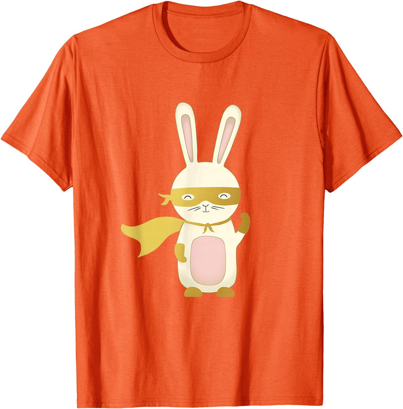 Super Rabbit for Men Women and Children - the Golden Hero T-Shirt in Orange