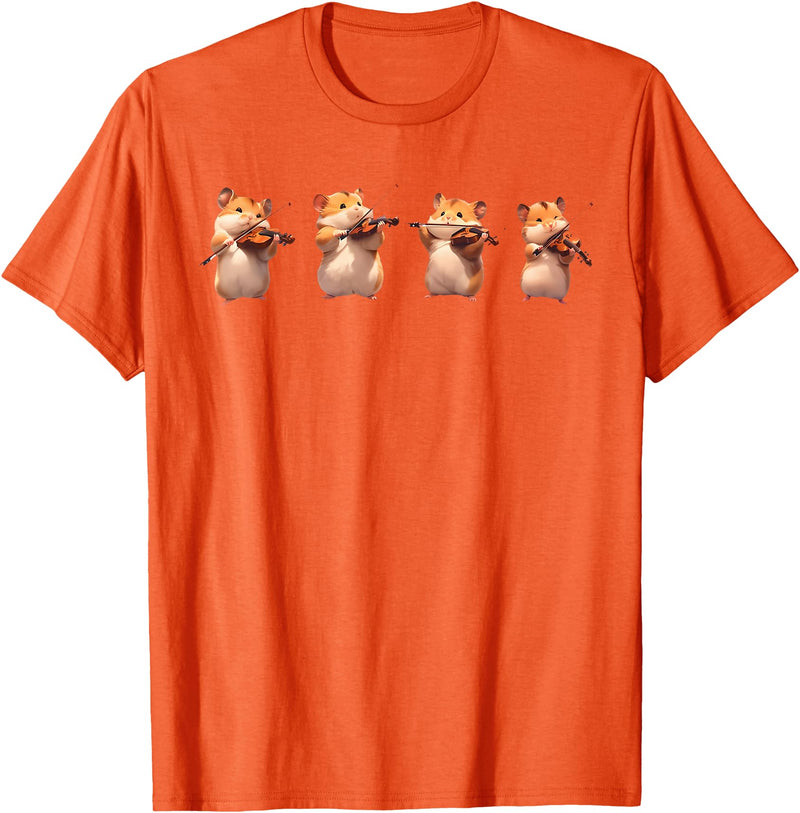 Hamsters Playing The Violin Girl Women Hamster Lover T-Shirt - Orange