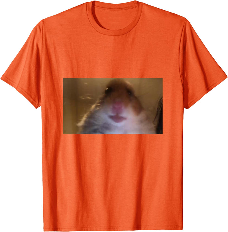 Funny Dank Meme Hamster Staring Front Camera Internet Gift T-Shirt - Orange