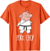 Funny Pig Pun Shirts Pork Chop - Funny Pig Animal Pun Karate T-Shirt - Orange