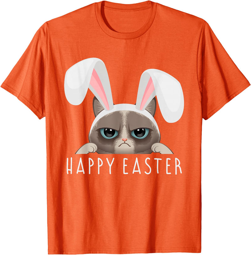Happy Easter Bunny Funny Pajama Dress Cat Party Cute Rabbit T-Shirt in Orange