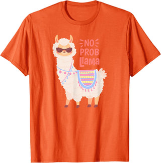 Llama & Alpaca Shirts, Cute Llama & Alpaca Outfit No ProbLlama Shirt, No Problama Shirt, Funny Alpaca Llama T-Shirt - Orange